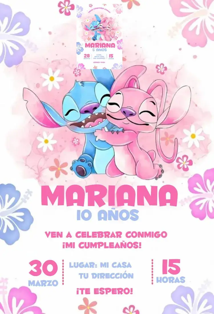 Invitación Stitch y Angel 3
