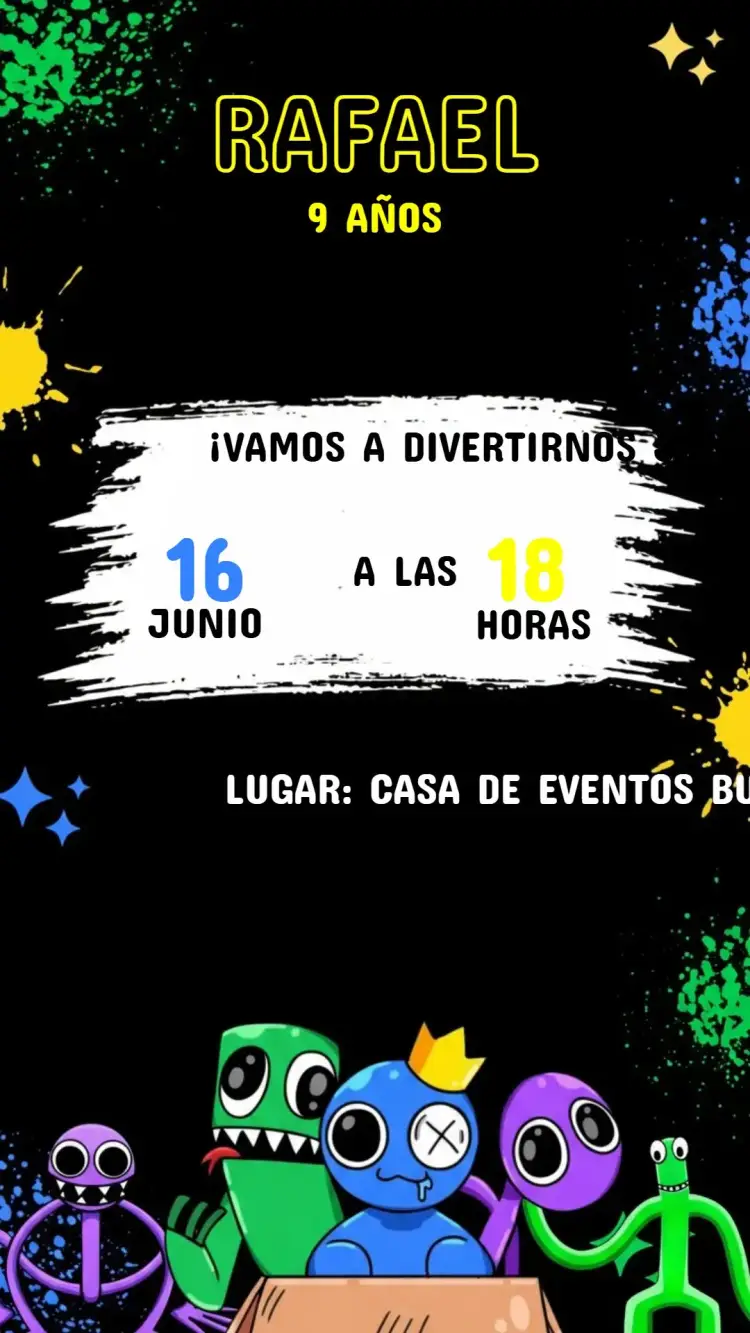 Invitación Cumpleaños Rainbow friend