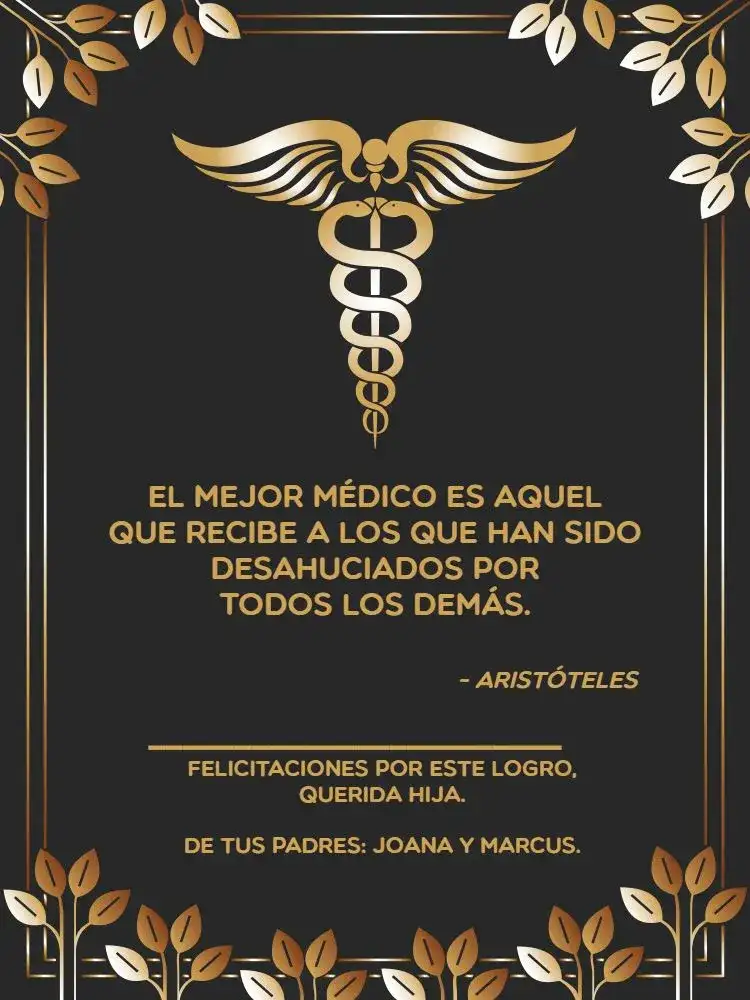 Tarjeta de Graduación de Medicina Elegante