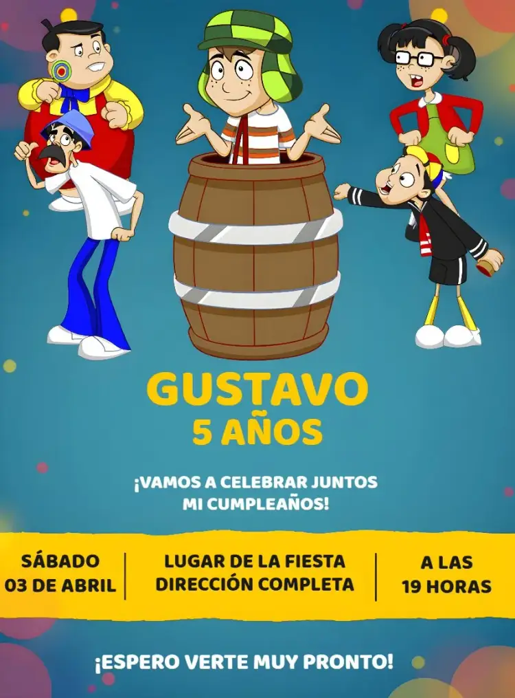 Invitación Turma Del Chavo Amarillo