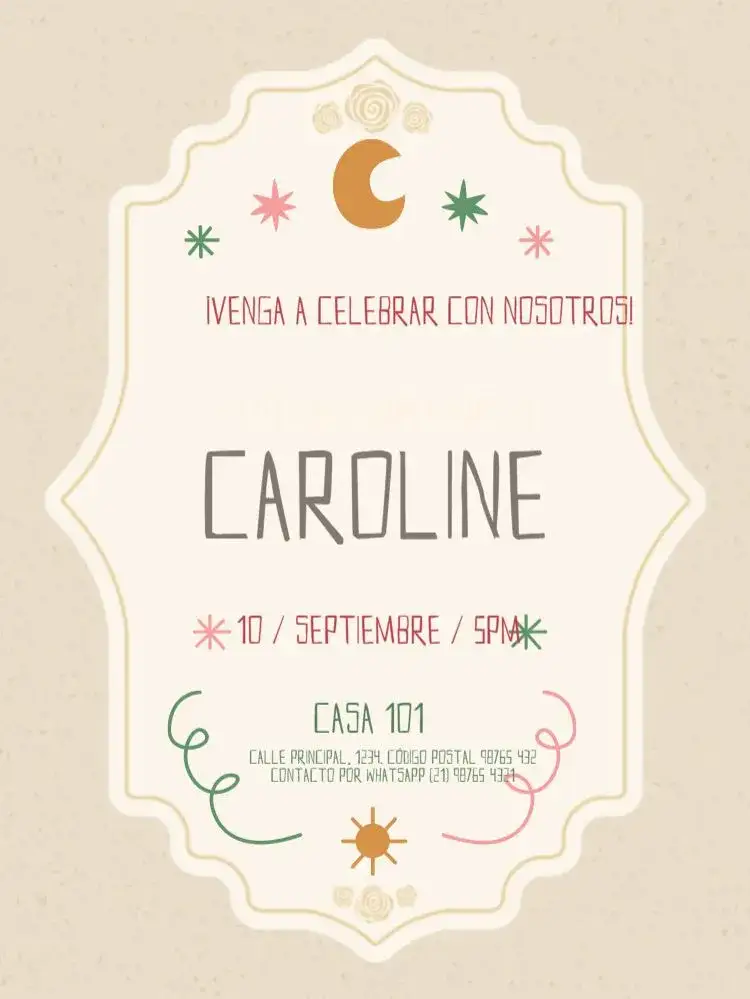 Invitación Rosa Lúdico – tema Cumpleaños Infantil lúdico, delicado, infantil, rosa, folhagem, estrelas
