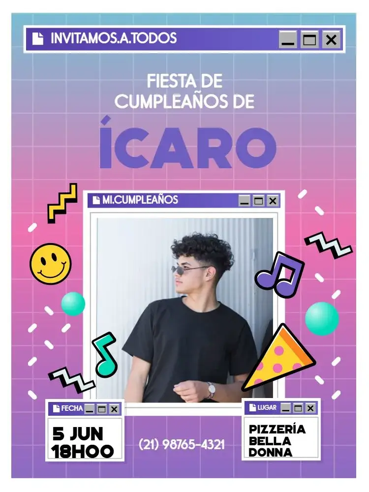 Invitación Para Niño Neon Encuentro