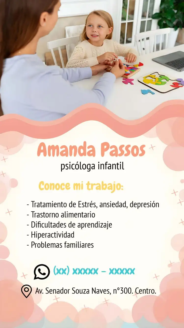 Tarjeta De Visita Psicóloga Infantil Aprendizaje