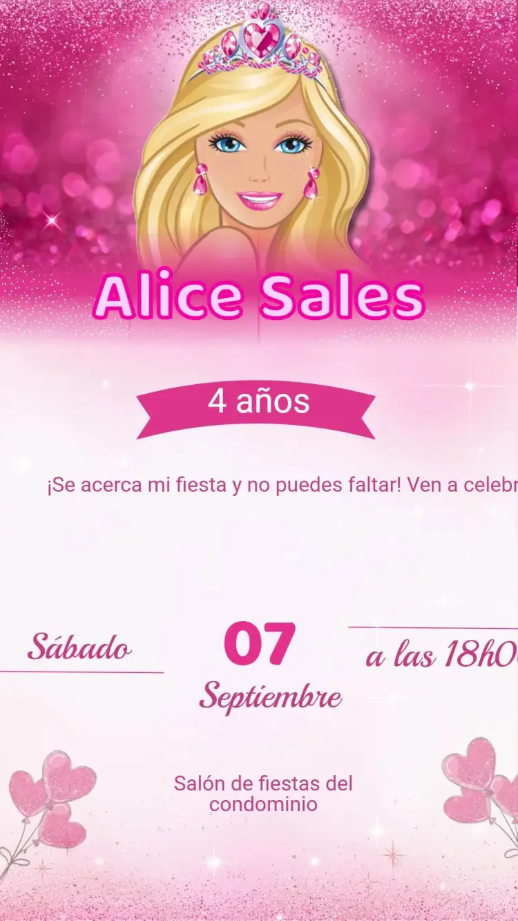 Invitación Cumpleaños BARBIE
