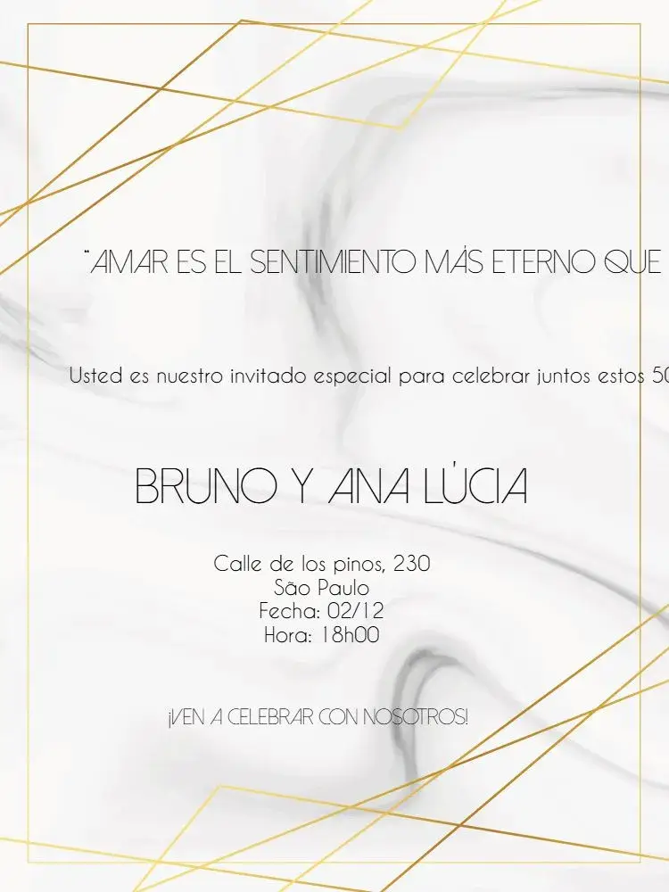 Invitación Bodas De Oro Mármol