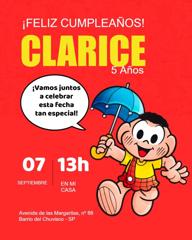 Invitación Turma Da Mônica Colorido – tema Cumpleaños Infantil colorido, divertido, infantil, lúdico, temático, vibrante