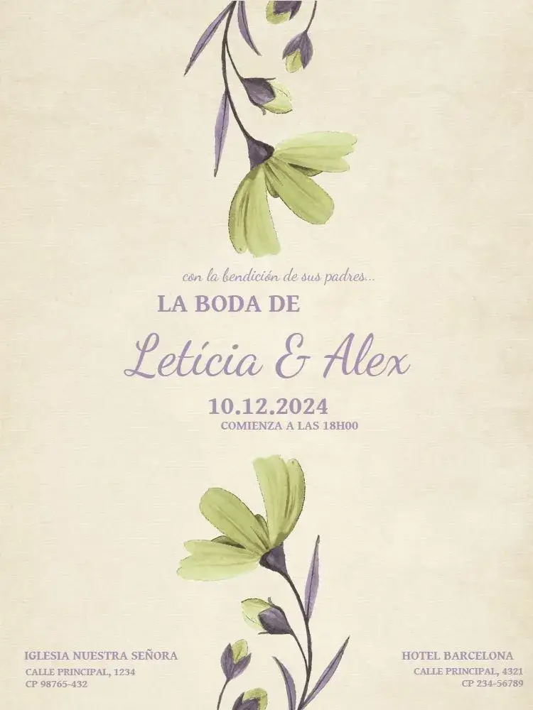 Invitación Boda Rústica Floral Beige