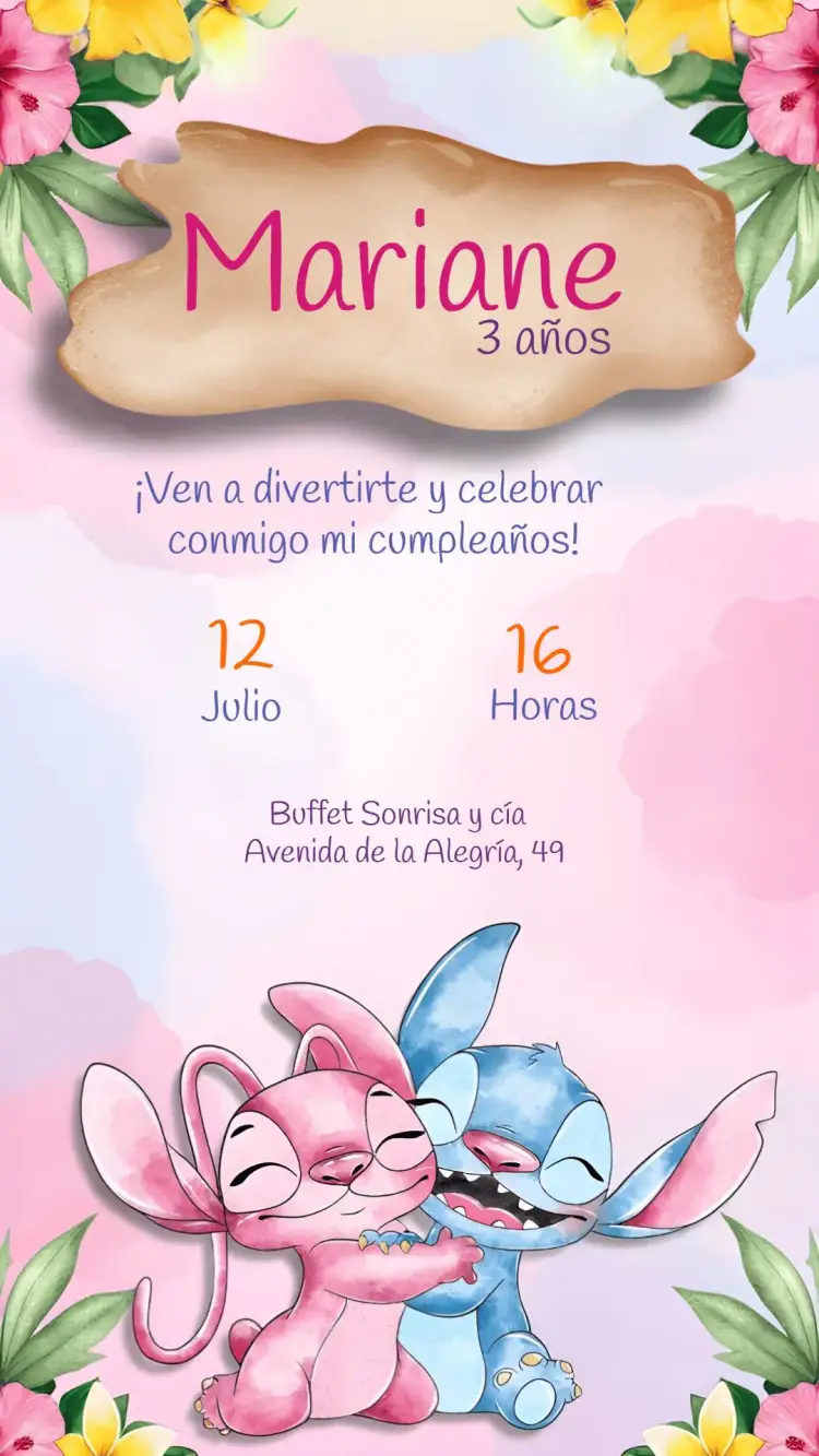 Invitación Stich Rosa
