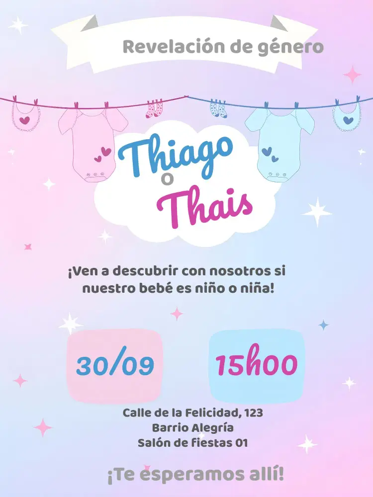 Invitación Baby Shower Clothesline Blue