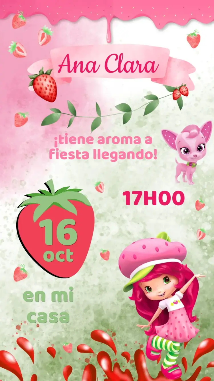 Invitación Cumpleaños Fresa