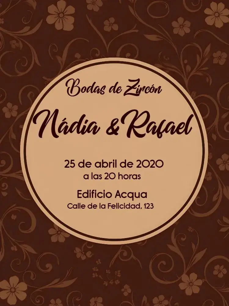 Invitación Bodas De Circón 21 – tema Despedida de Soltera marrón, cristal, elegante, moderno, sencillo