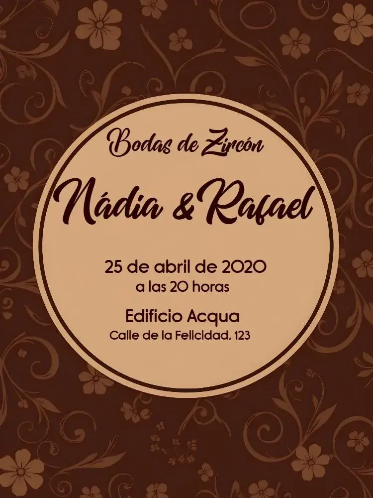 Invitación Bodas De Circón 21 editable y personalizable