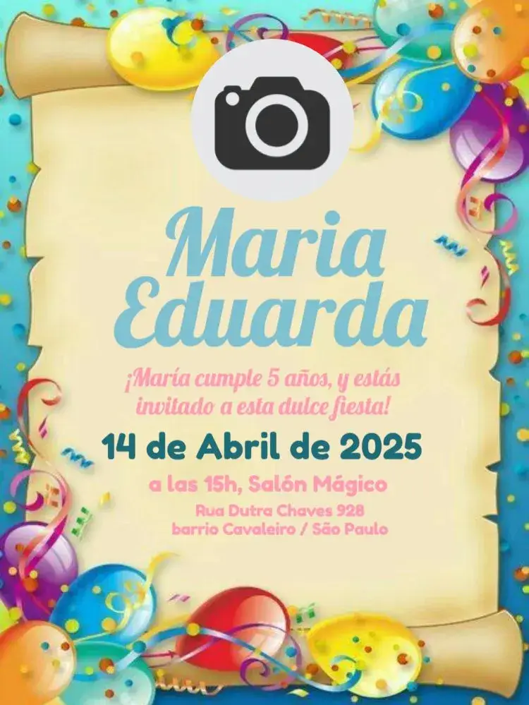 Invitación Con Foto Para Editar Celebración
