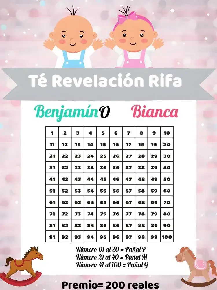 Invitación Té Rifa Revelación Bebés O – tema Revelación Bebé moderno, colorido, adorable, infantil, divertido, minimalista