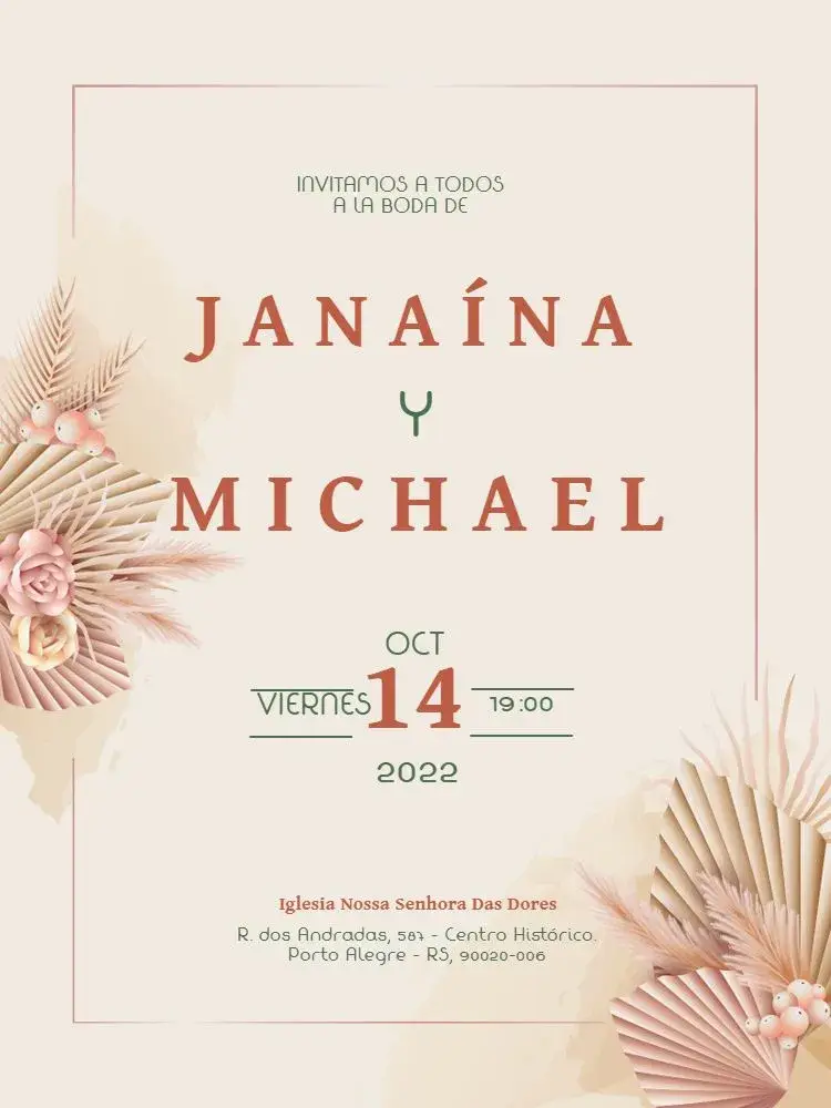 Invitación Boda Rose Gold Fiesta editable y personalizable