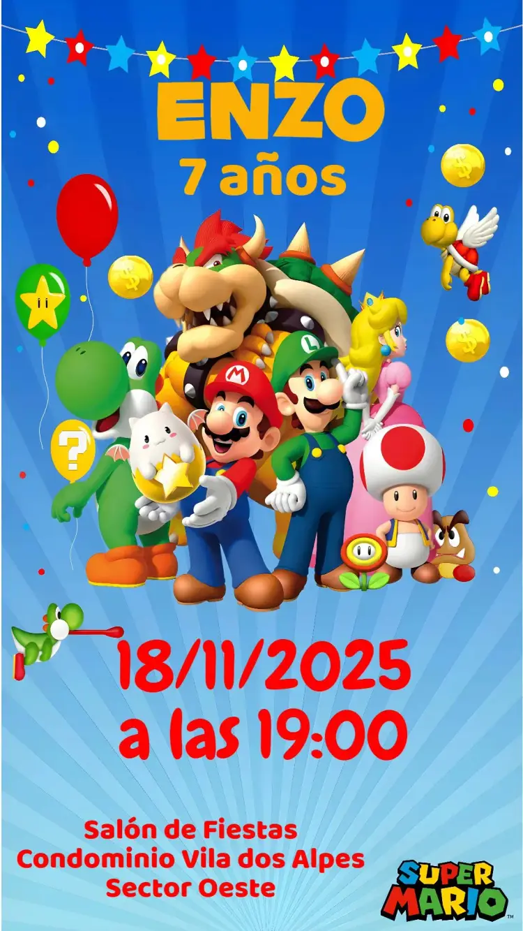 Invitación Super Mario Bros