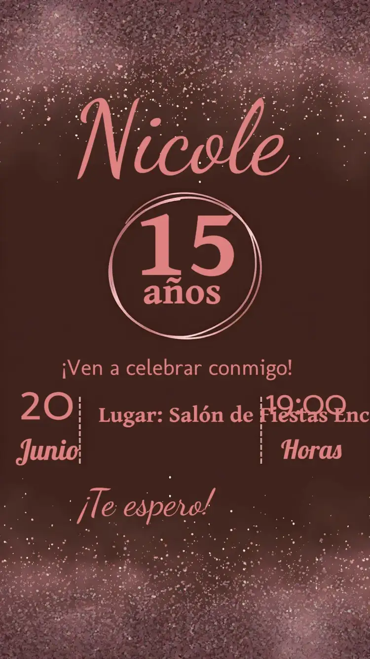 Invitación 15 Años Glitter Rosé – tema 15 años brillo, rosado, negro, moderno, elegante, chic