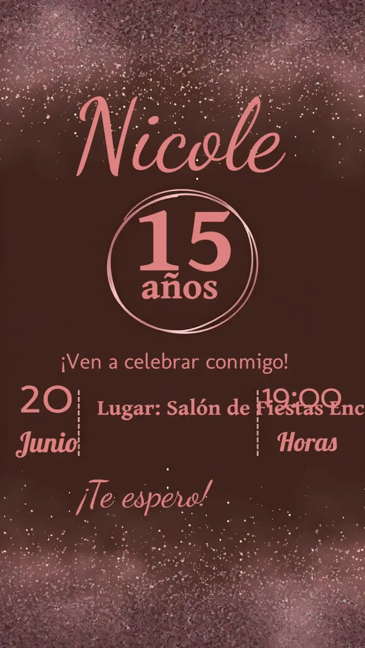 Invitación 15 Años Glitter Rosé