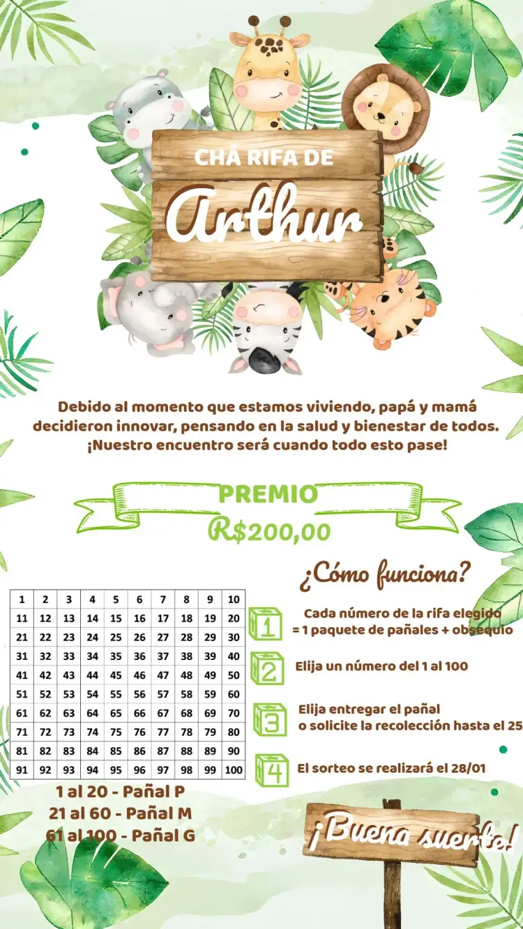 Invitación Té de Rifa Safari