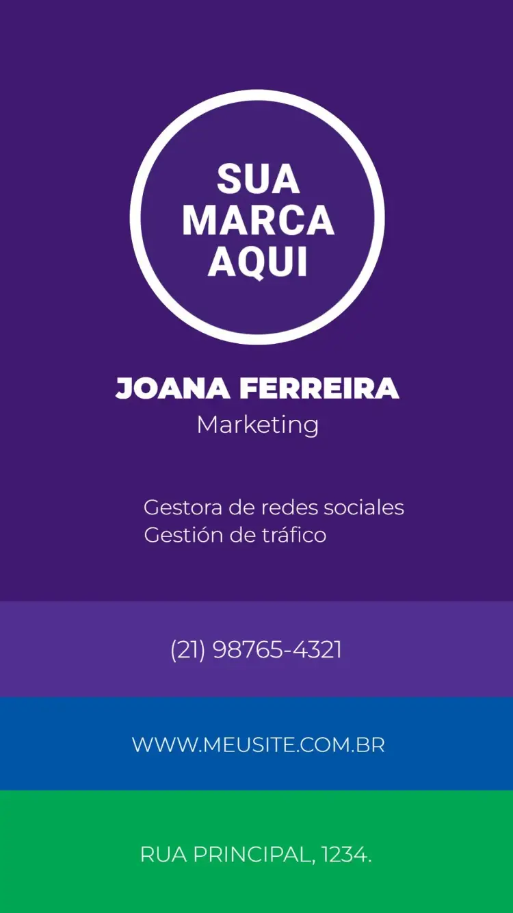 Invitación Tarjeta De Visita Digital - Marketing Morado Azul