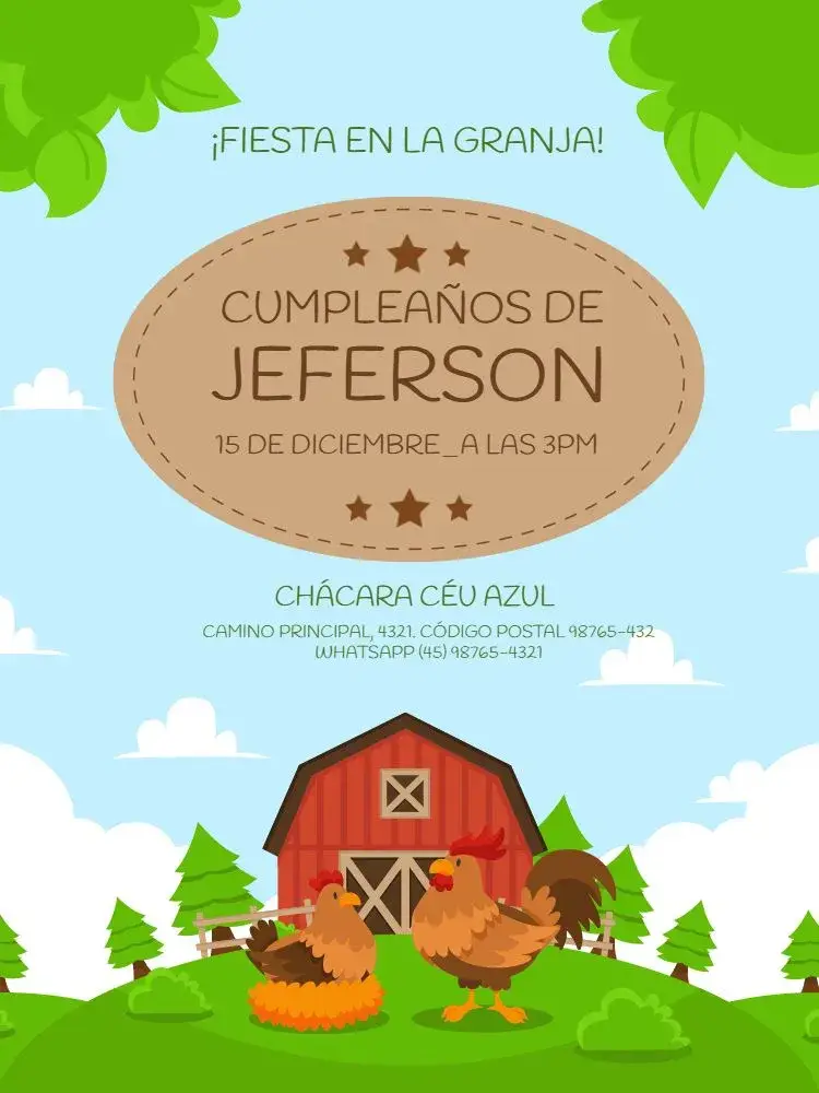 Invitación Granja Gallina Campo