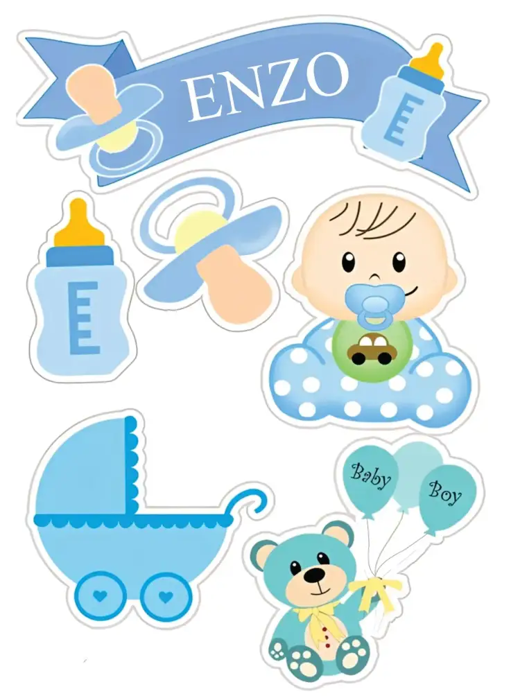 Invitación Baby Shower Niño – tema Topper de torta azul claro, nubes, estrellitas, ilustraciones infantiles, moderno, divertido