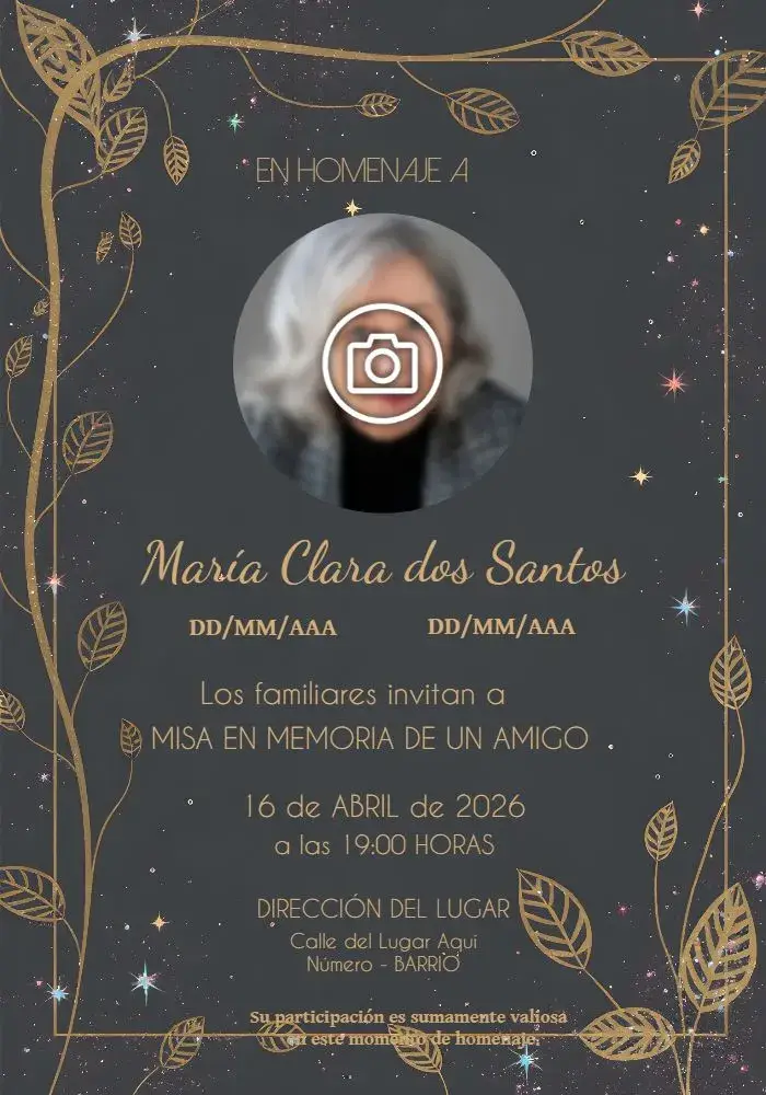 Invitación Misa De Fallecimiento Con Foto Cruz
