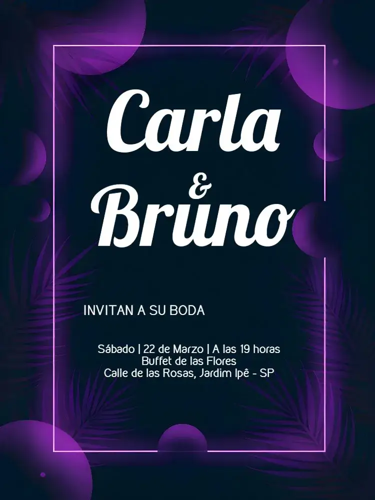 Invitación Boda Neon Led