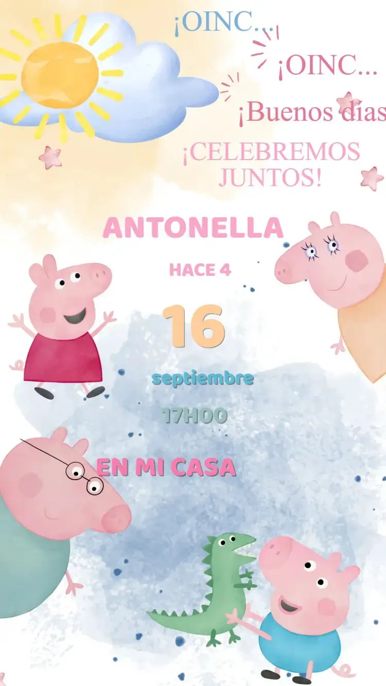 Invitación Invitación Cumpleaños Peppa Pig – tema Cumpleaños Infantil colorido, juguetón, infantil, temático, divertido, tierno