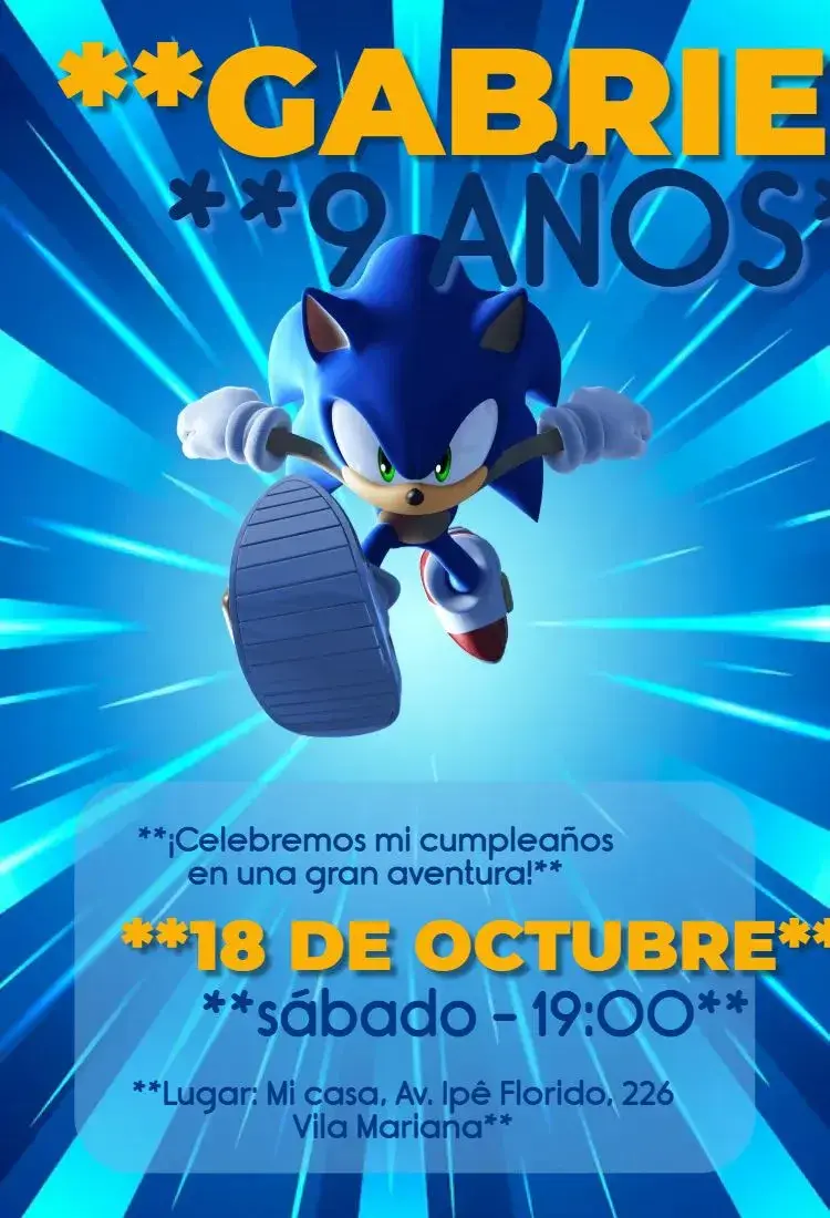 Invitación Sonic la película