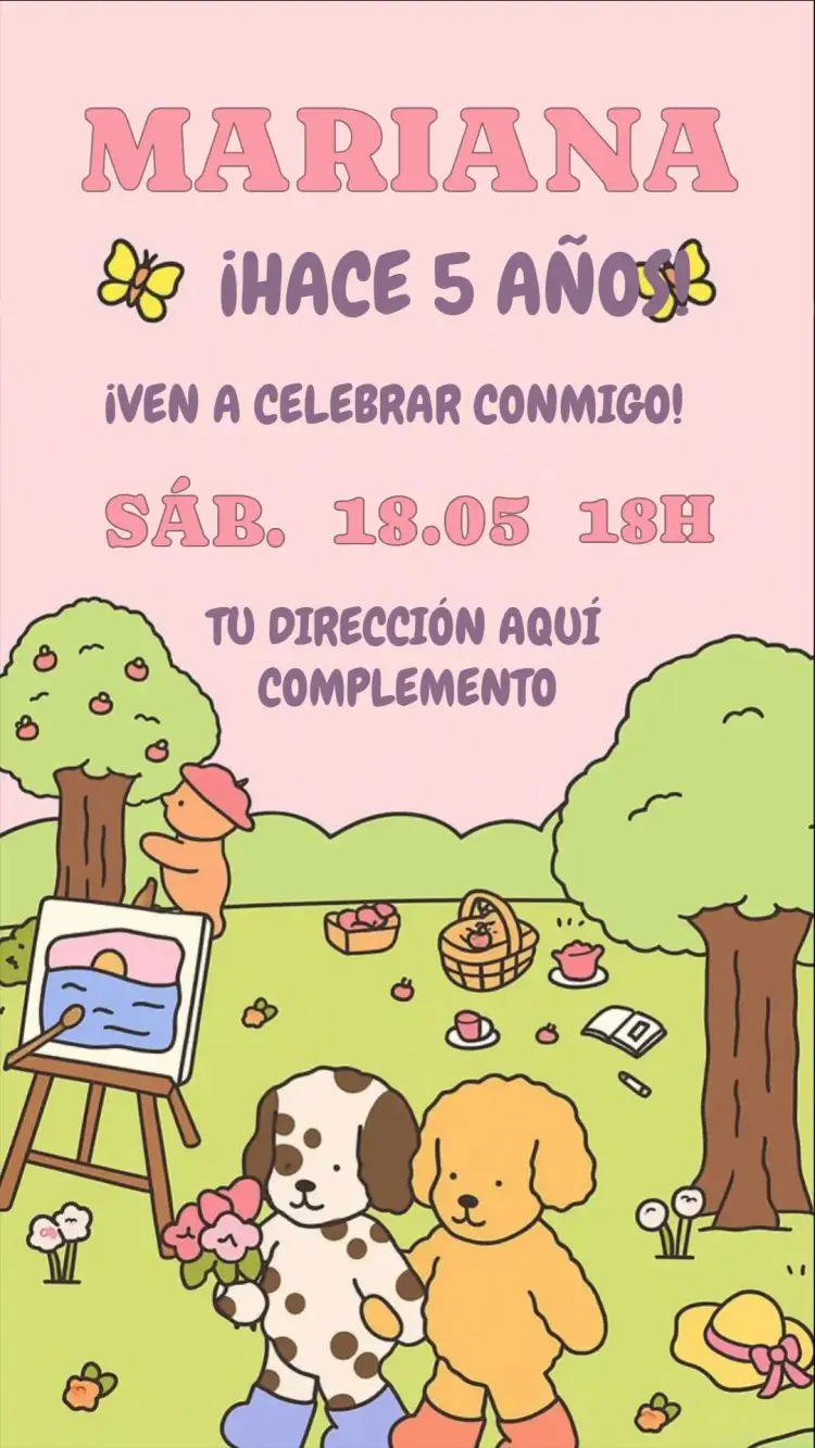 Invitación Bobbie Goods – tema Cumpleaños Infantil colores vibrantes, divertido, infantil, moderno, lúdico, temática de fiesta