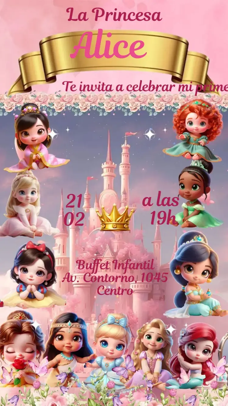 Invitación Princesas Disney Baby
