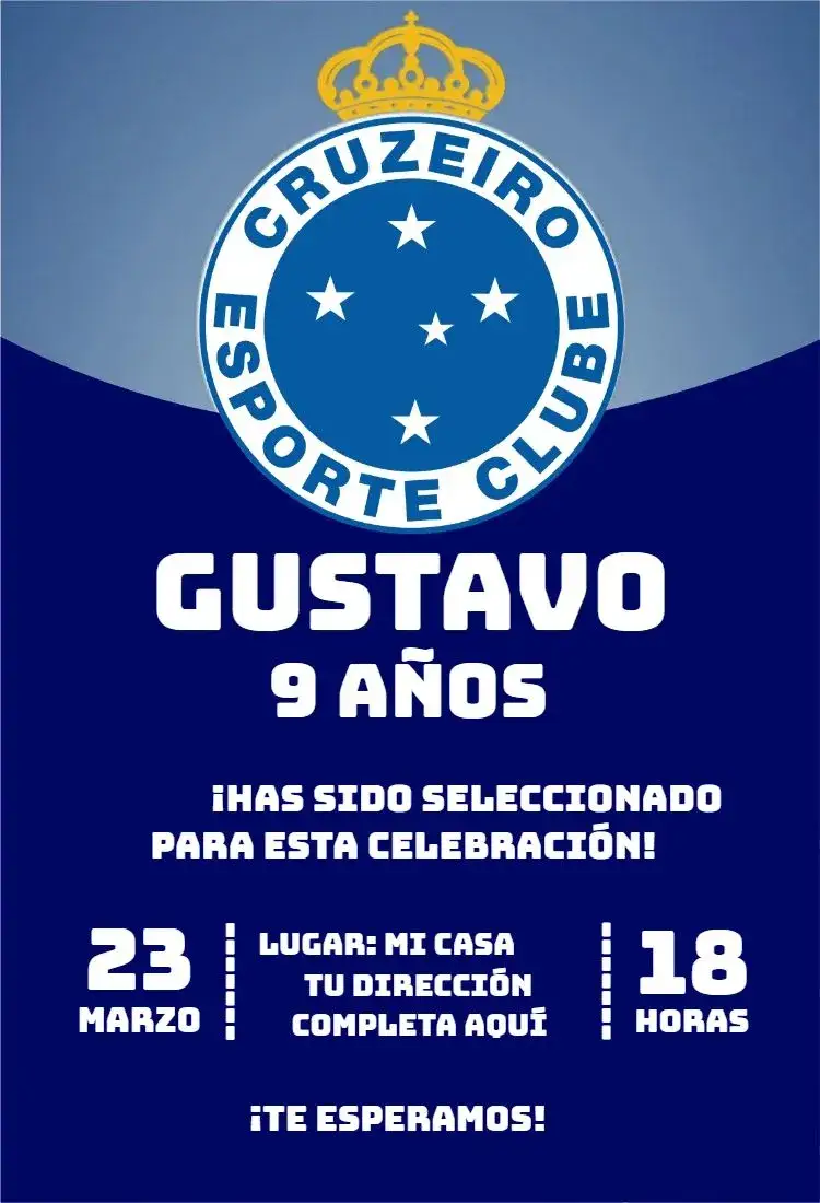Invitación Crucero 1 – tema Cumpleaños deportivo, moderno, colorido, dinámico, fútbol, naval