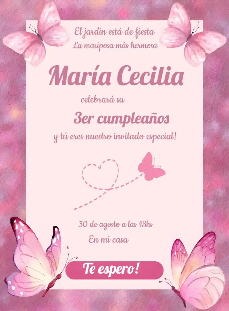 Jardín Encantado - Mariposa Rosa Acuarela Infantil