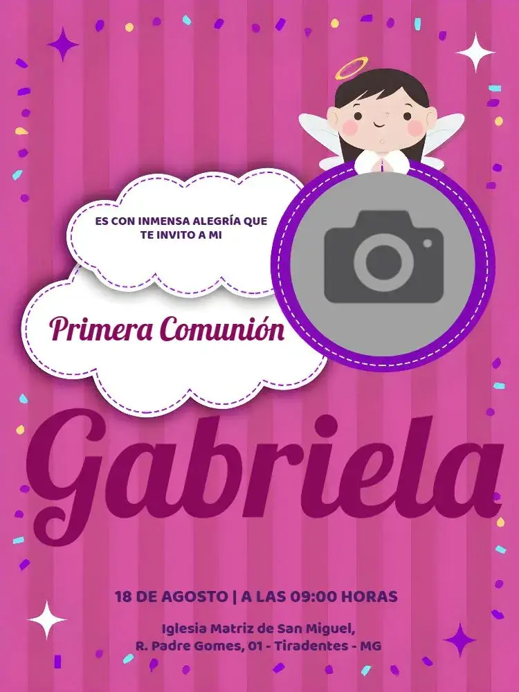 Invitación Primera Comunión Con Foto Iglesia editable y personalizable