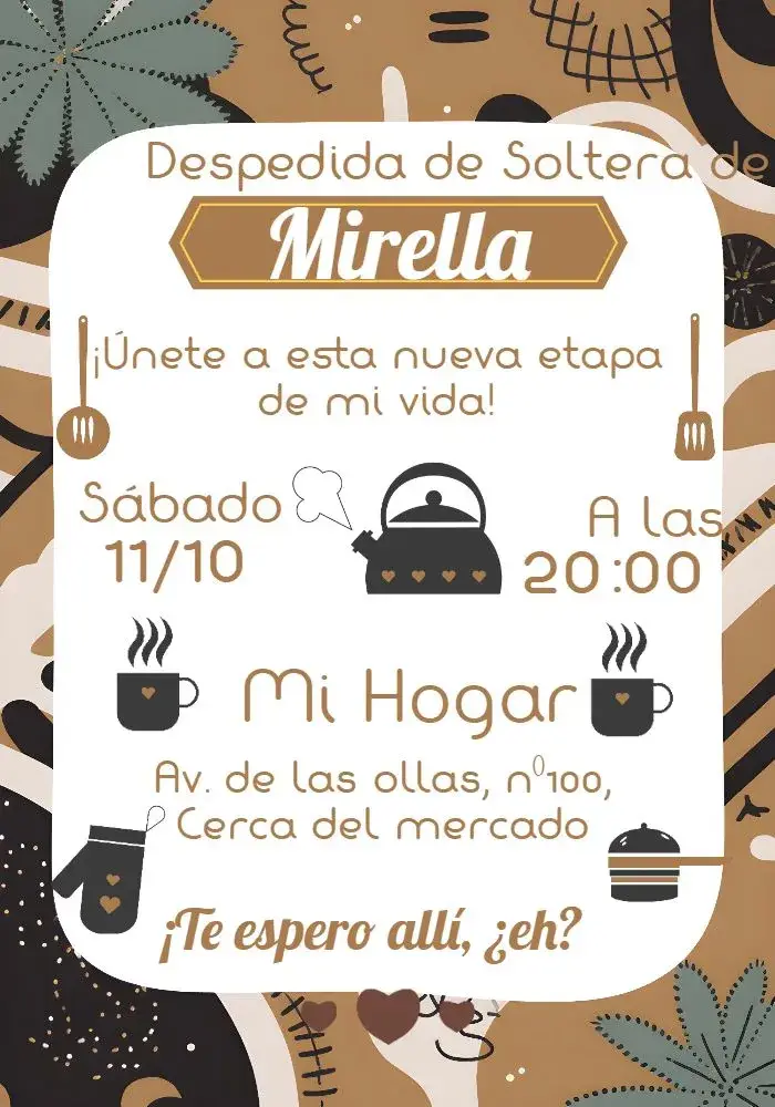 Invitación Despedida de Soltera Tetera