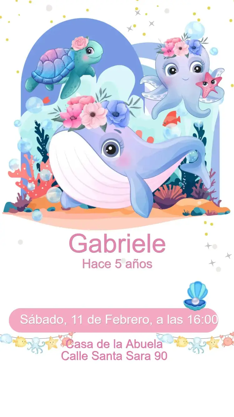 Invitación Invitación Cumpleaños Fondo del Mar – tema Cumpleaños Infantil colores vibrantes, elementos marinos, estilo divertido, ilustraciones alegres, diseño colorido, inspirado en el océano