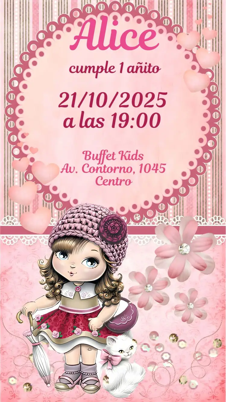 Invitación Jolie – tema Cumpleaños Infantil colorido, divertido, lúdico, moderno, temático, infantil