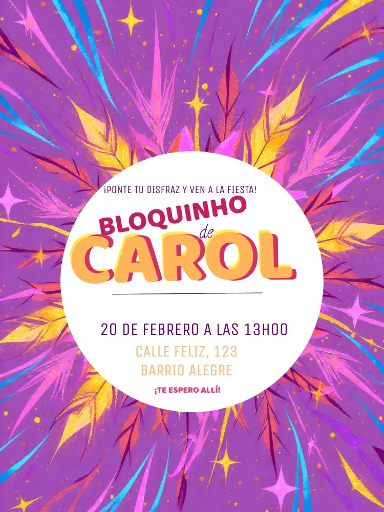 Invitación Fiesta De Carnaval Bloco – tema Fechas Conmemorativas colorido, festivo, juguetón, vibrante, tropical