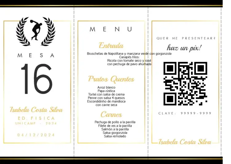 Menú Triángulo Graduación Educación Física Triángulo