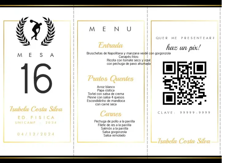 Invitación Menú Triángulo Graduación Educación Física Triángulo