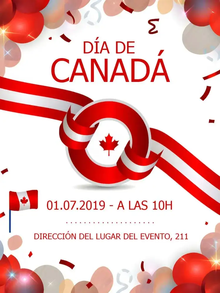 Invitación Día De Canadá Feriado – tema Fechas Conmemorativas rojo y blanco, naturaleza canadiense, minimalista, moderno, vintage, colorido