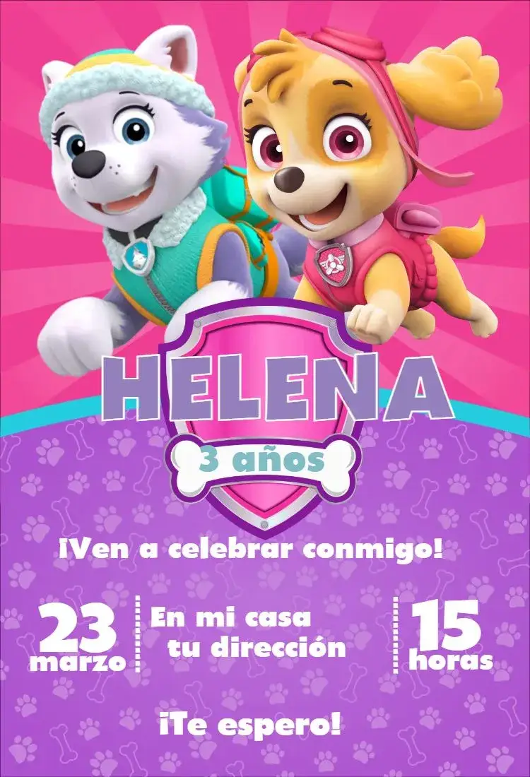 Invitación Patrulla Canina Niña 5