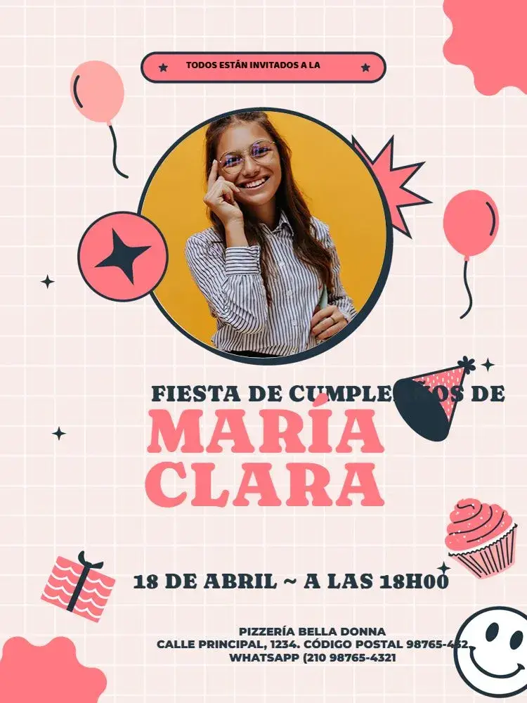 Invitación S Con Foto Joven Femenino Rosa Encuentro