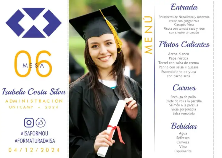Menú Triángulo Graduación Administración Con Foto Curso
