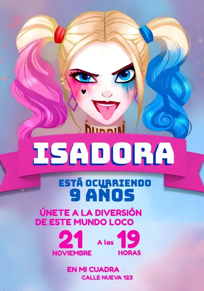 Invitación Arlequina Rosa