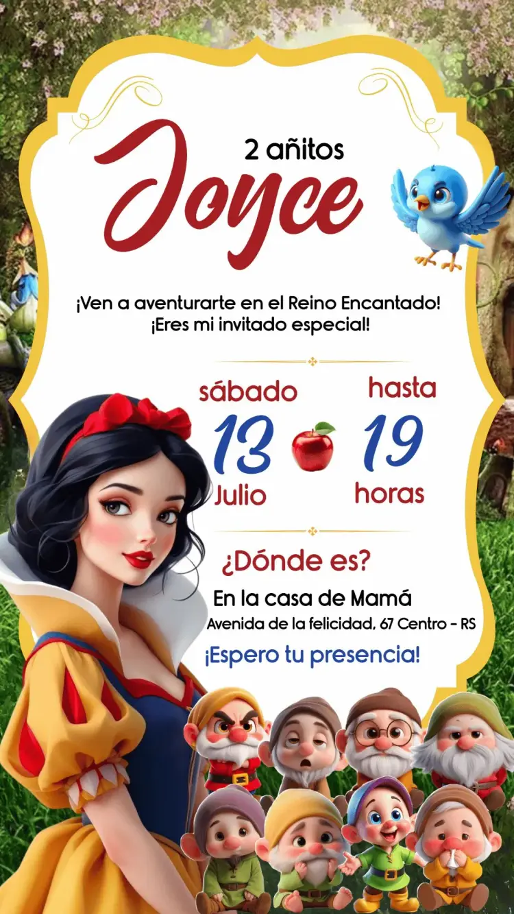 Invitación Blanca Nieves Princesa