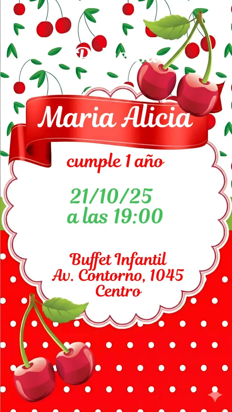 Invitación Cereza en la Torta