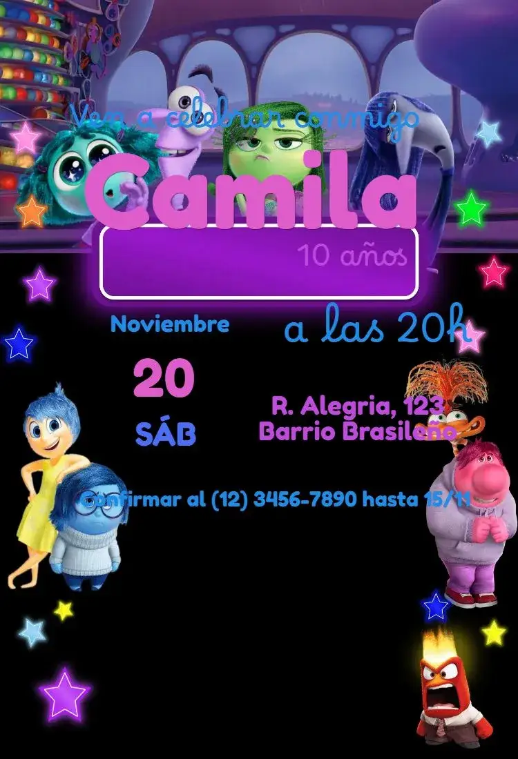 Invitación Divertidamente – tema Cumpleaños Infantil colorido, divertido, temático, lúdico, alegre