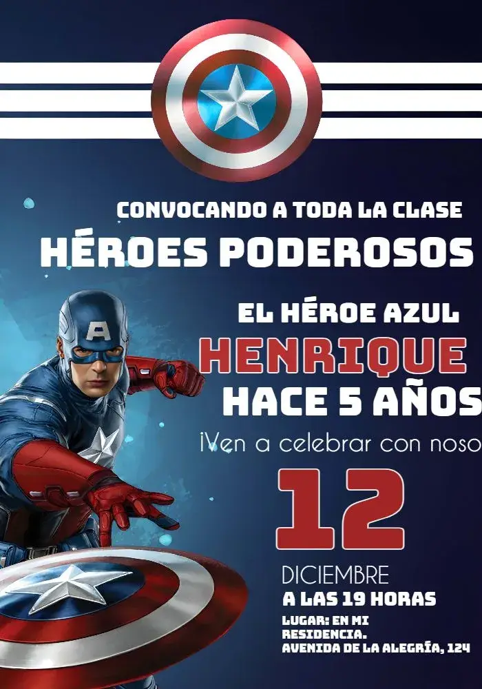 Invitación Capitán América Azul
